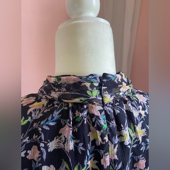 Cece Midi Asymmetrical Sleevelessā Mock Neck Floral Print Dress Lettuce Trim - Picture 10 of 15